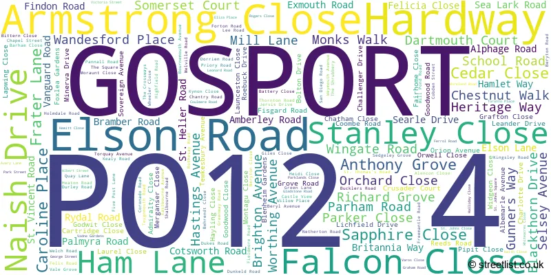 A word cloud for the PO12 4 postcode